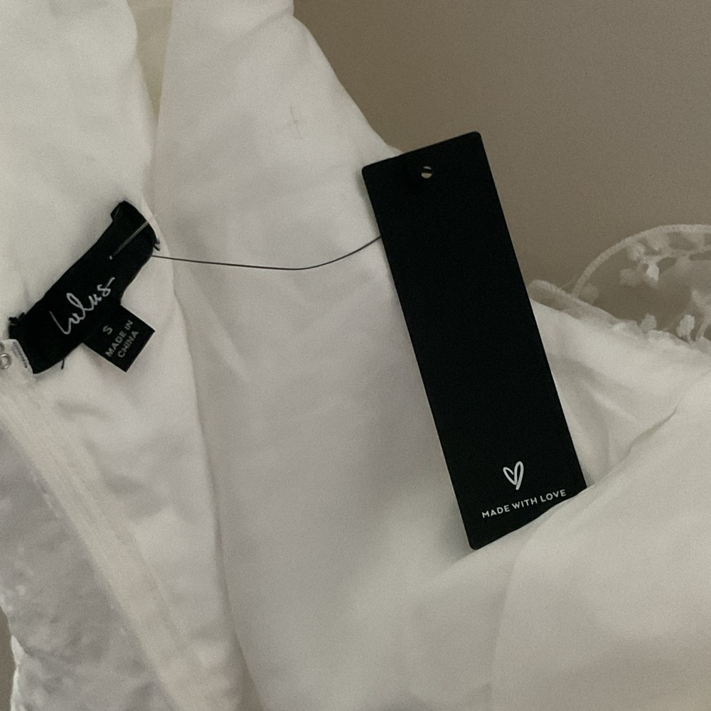 Lulus Angelic Trend White Embroidered Ruffled One Shoulder Mini Dress Sm Wedding - Picture 10 of 13